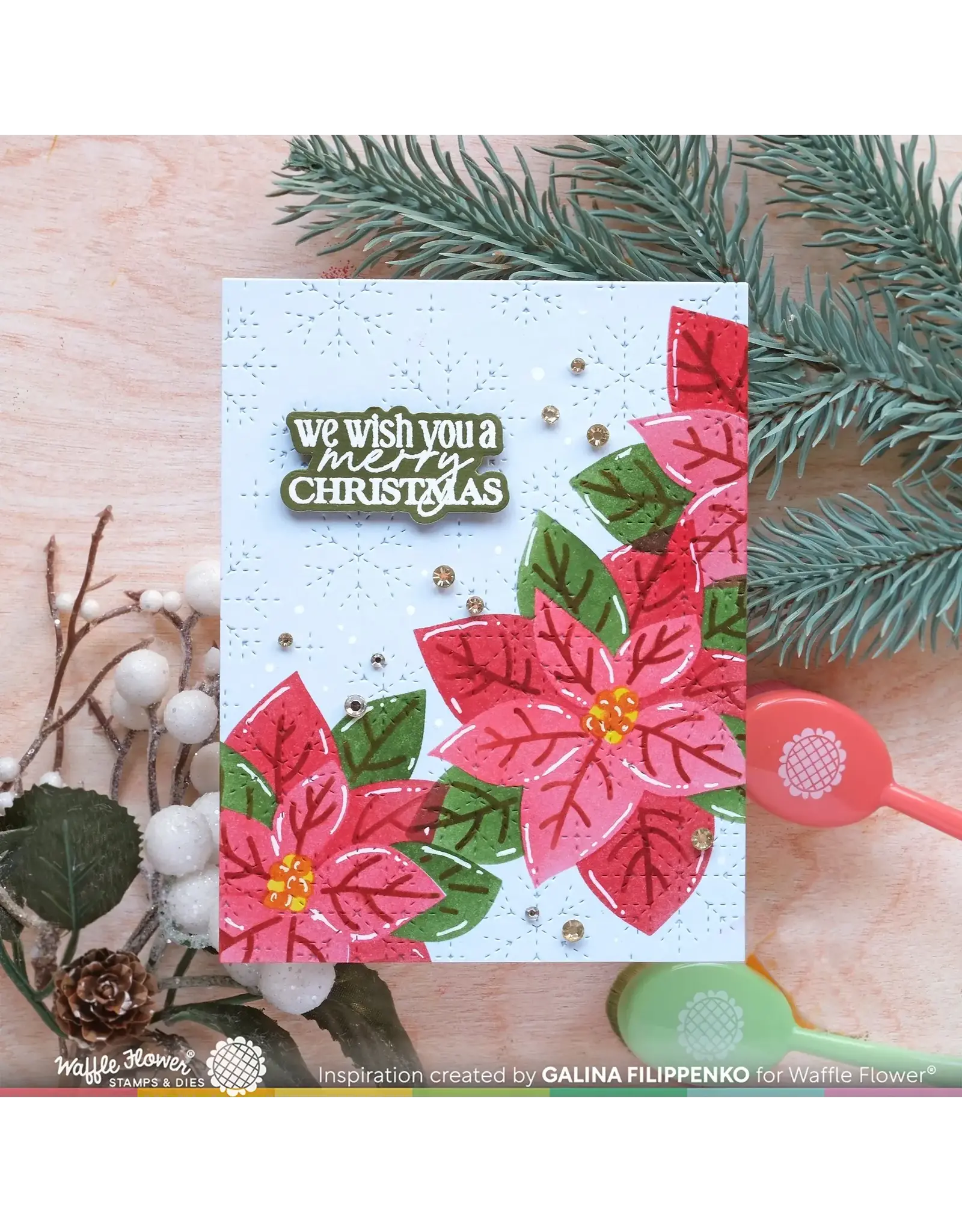 WAFFLE FLOWER WAFFLE FLOWER FAMILY CHRISTMAS SENTIMENTS MATCHING DIE SET