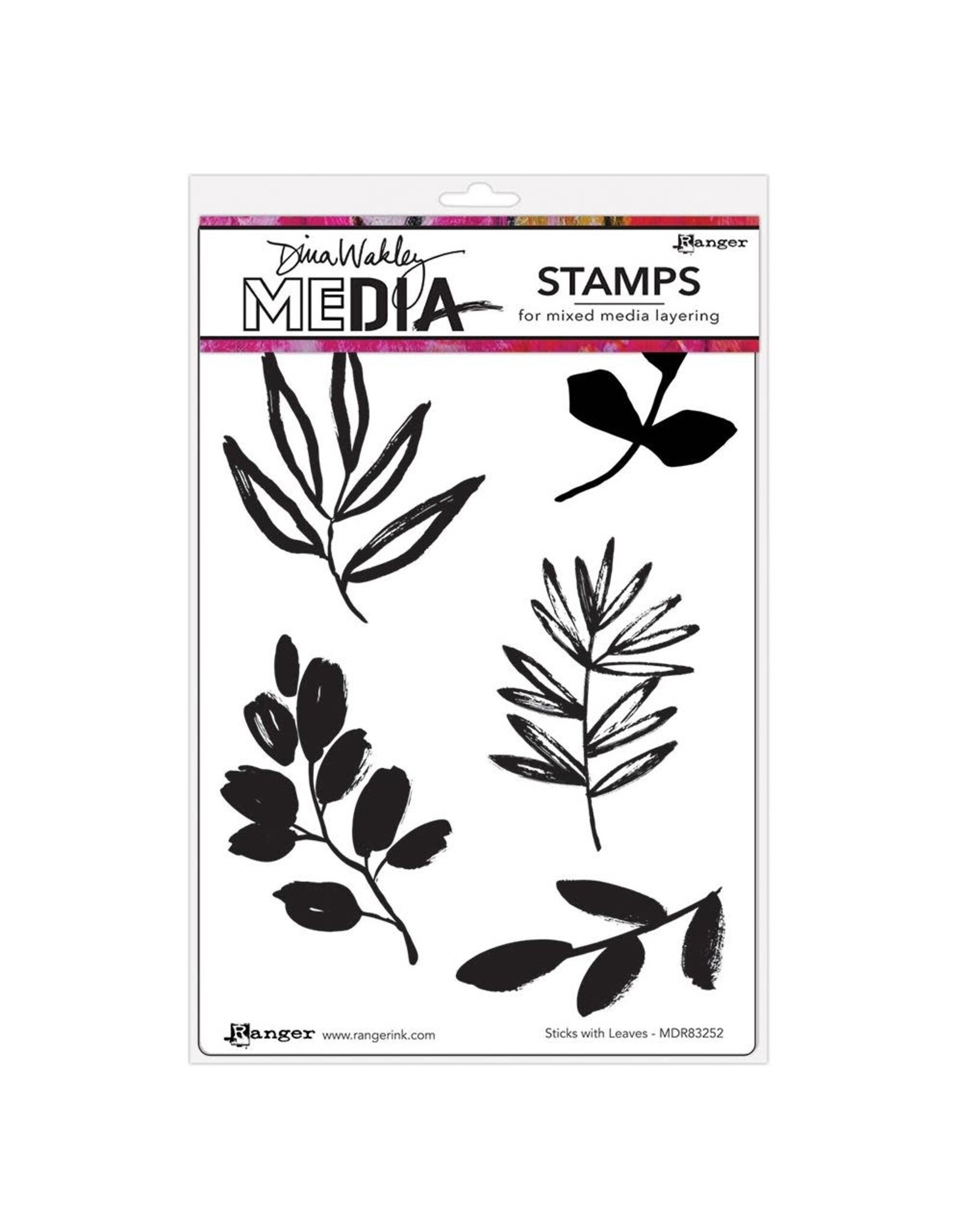 RANGER RANGER DINA WAKLEY MEDIA STICKS WITH LEAVES CLING STAMP SET