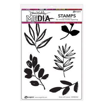 RANGER RANGER DINA WAKLEY MEDIA STICKS WITH LEAVES CLING STAMP SET