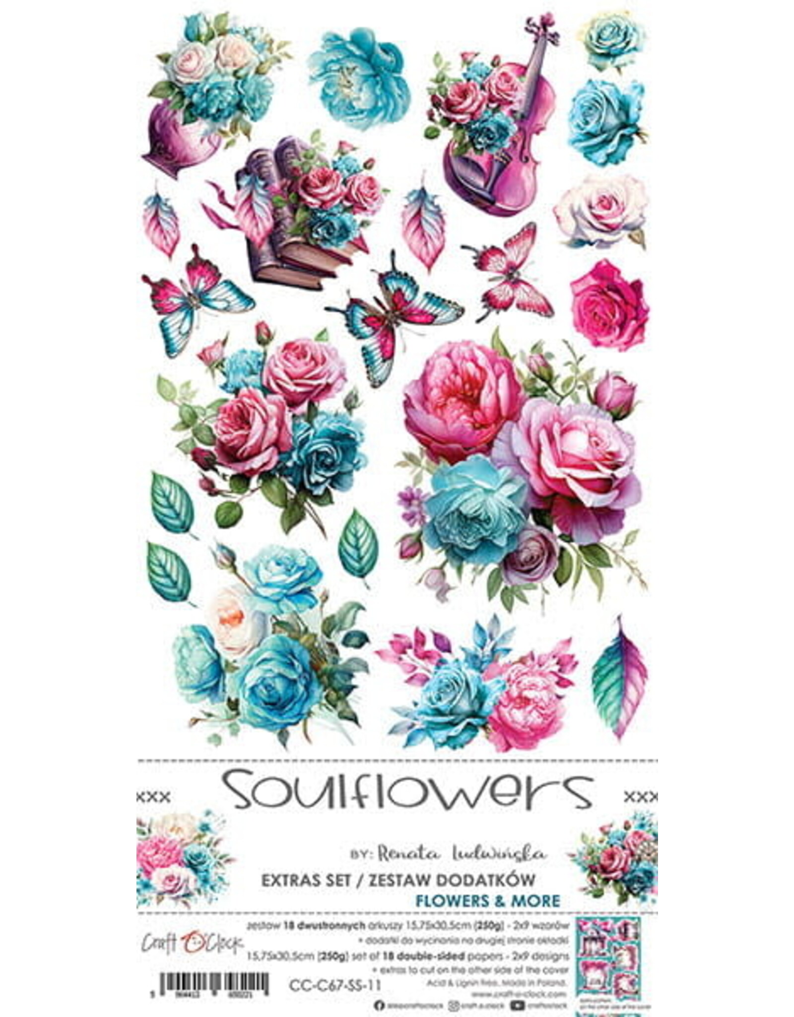 CRAFT O'CLOCK CRAFT O'CLOCK SOULFLOWERS EXTRAS SET-MIX 6x12  COLLECTION PACK 18 SHEETS