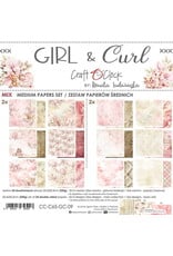 CRAFT O'CLOCK CRAFT O'CLOCK GIRL & CURL 8x8 MEDIUM-MIX PAPERS SET 24 SHEETS