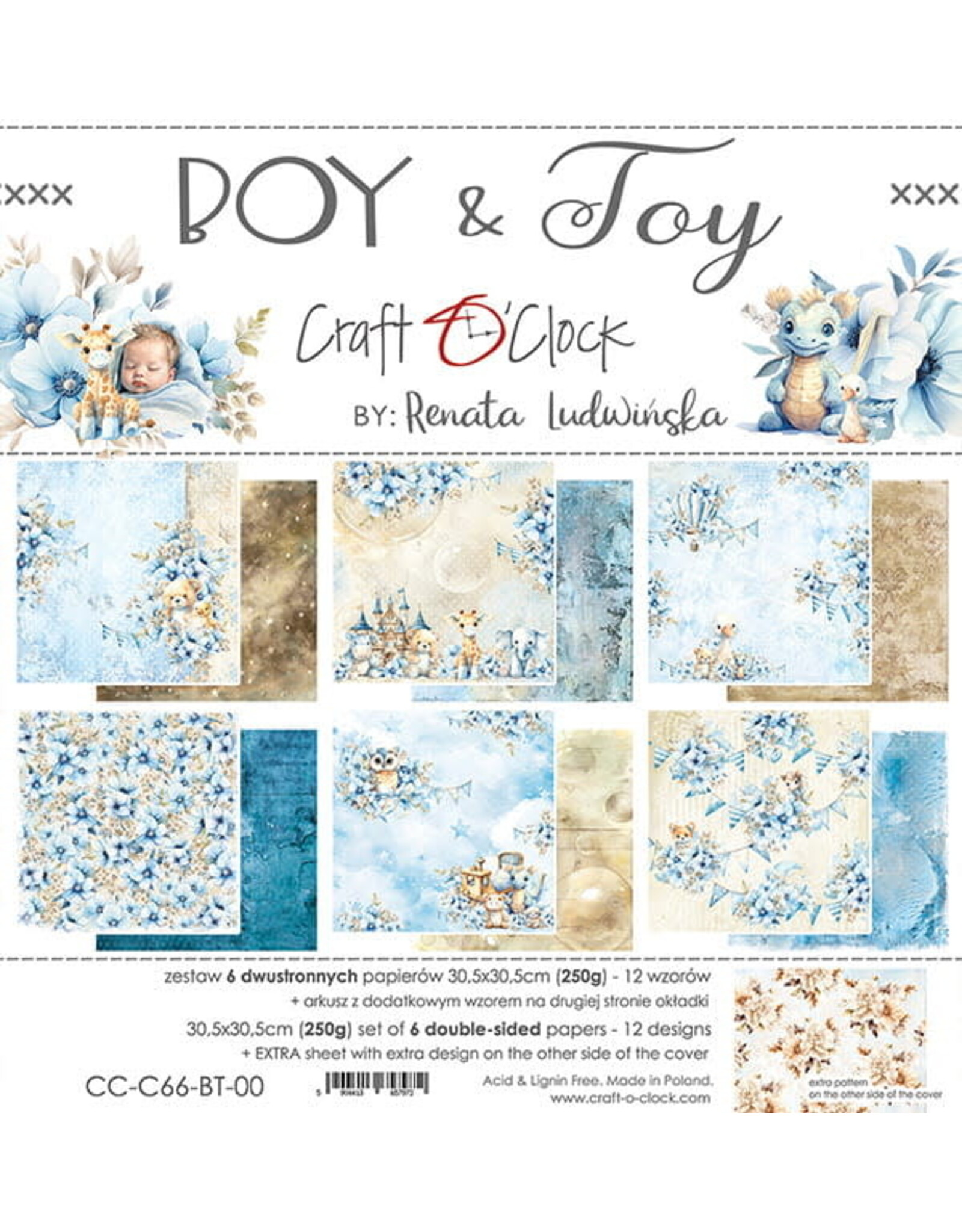 CRAFT O'CLOCK CRAFT O'CLOCK BOY & TOY 12x12 PAPER PACK