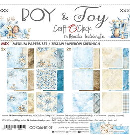 CRAFT O'CLOCK CRAFT O'CLOCK BOY & TOY 8x8 MEDIUM-MIX PAPERS SET 24 SHEETS