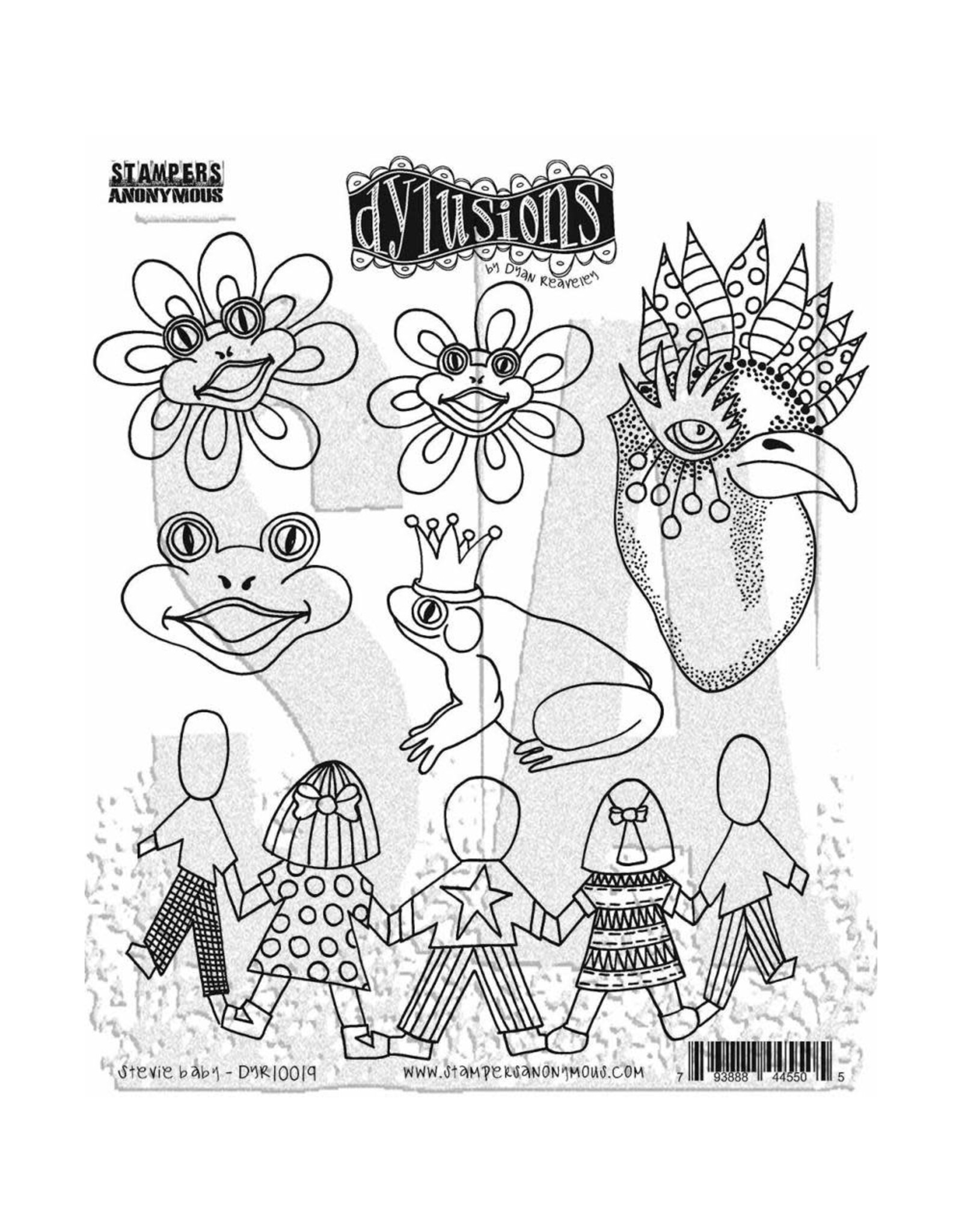 RANGER DYLUSIONS STEVIE BABY 8.5x7 CLING STAMP SET