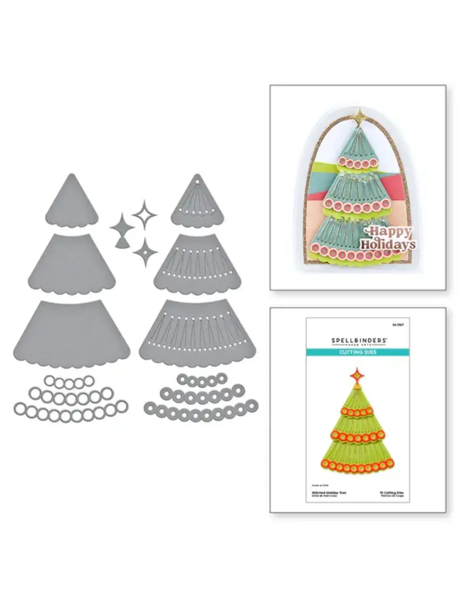 SPELLBINDERS SPELLBINDERS STITCHED BRIGHT COLLECTION STITCHED HOLIDAY TREE ETCHED DIES