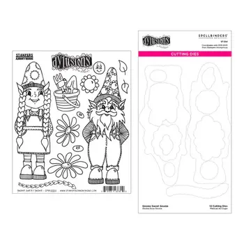 SPELLBINDERS SPELLBINDERS DYAN REAVELEY GNOME SWEET GNOME CLING STAMP AND DIE BUNDLE