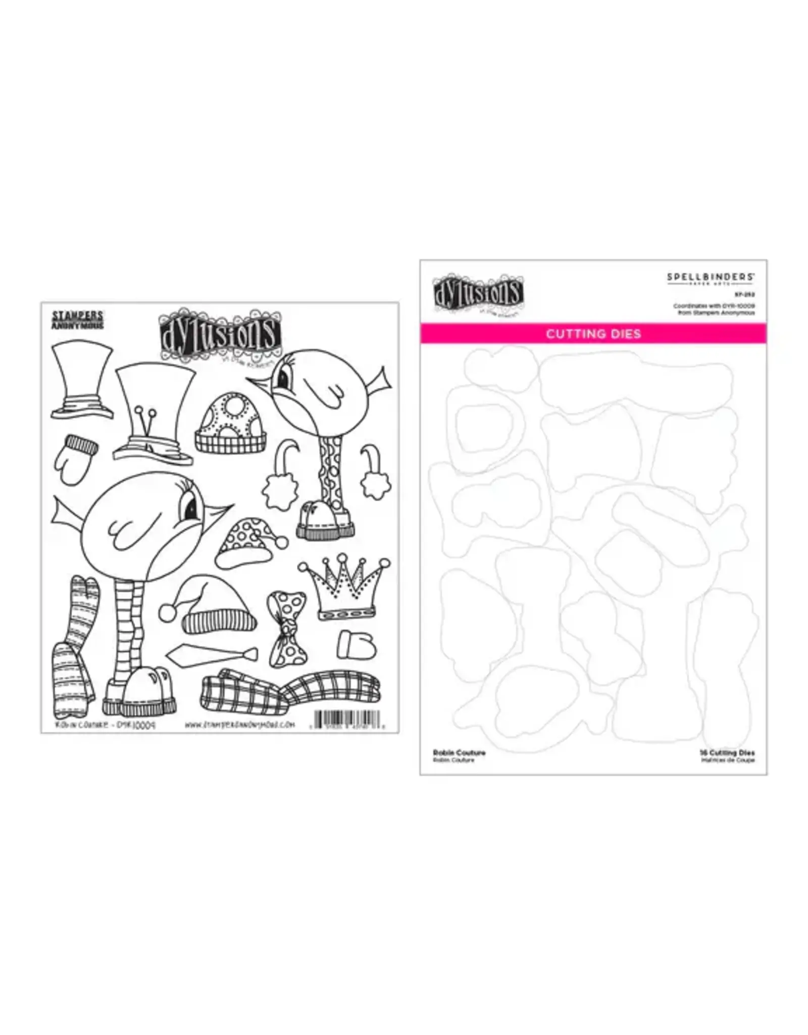 SPELLBINDERS SPELLBINDERS DYAN REAVELEY ROBIN COUTURE CLING STAMP AND DIE BUNDLE