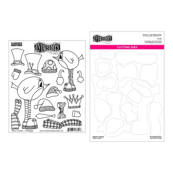 SPELLBINDERS SPELLBINDERS DYAN REAVELEY ROBIN COUTURE CLING STAMP AND DIE BUNDLE