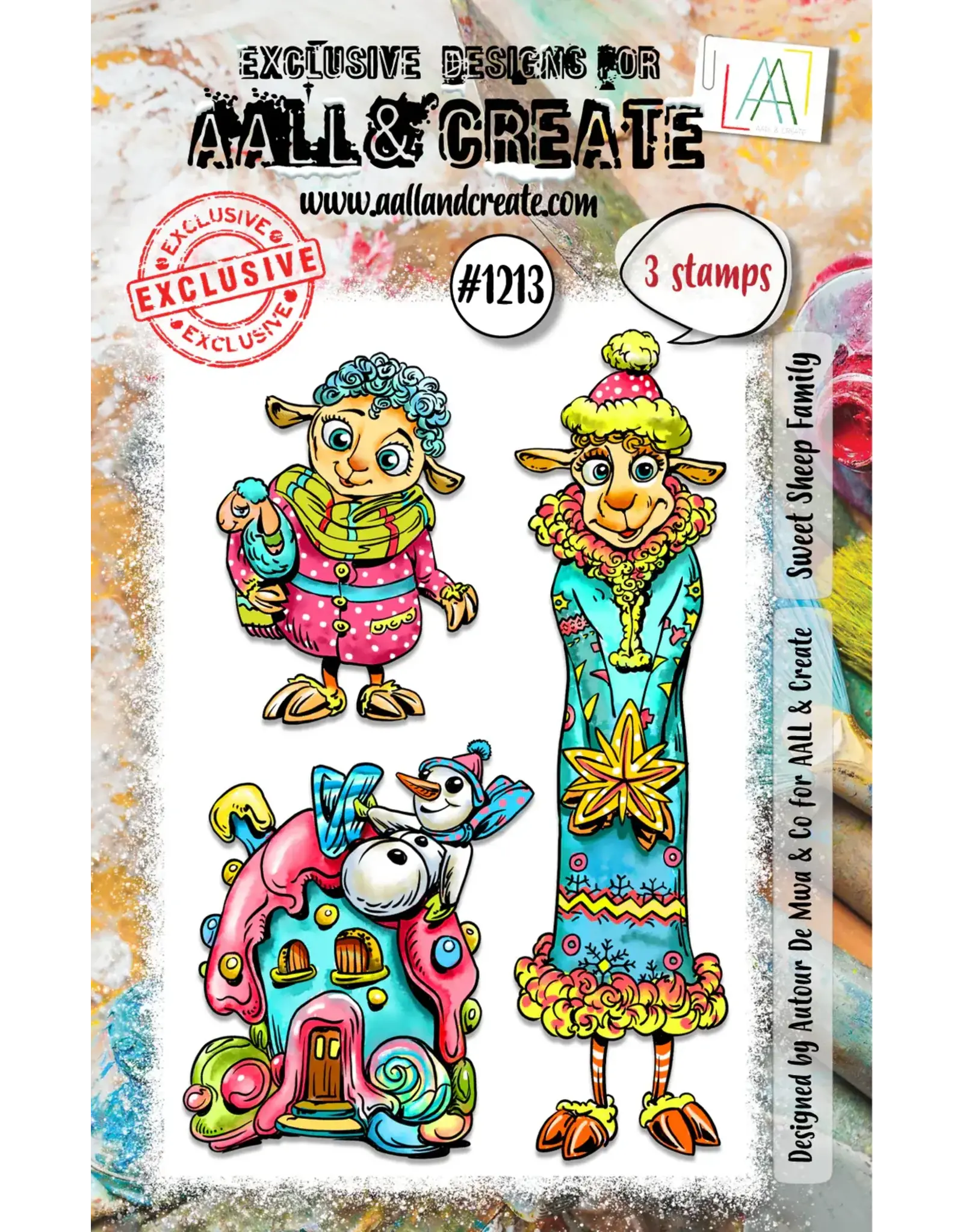 AALL & CREATE AALL & CREATE AUTOUR DE MWA #1213 SWEET SHEEP FAMILY A7 CLEAR STAMP
