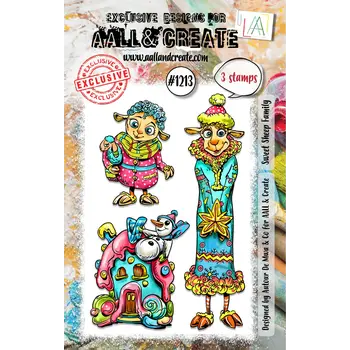 AALL & CREATE AALL & CREATE AUTOUR DE MWA #1213 SWEET SHEEP FAMILY A7 CLEAR STAMP