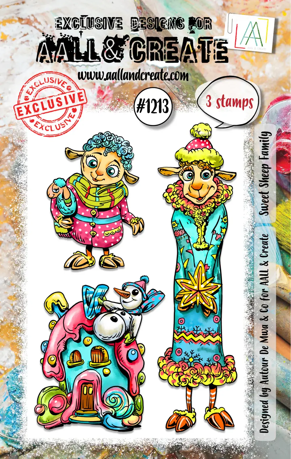 AALL & CREATE AALL & CREATE AUTOUR DE MWA #1213 SWEET SHEEP FAMILY A7 CLEAR STAMP