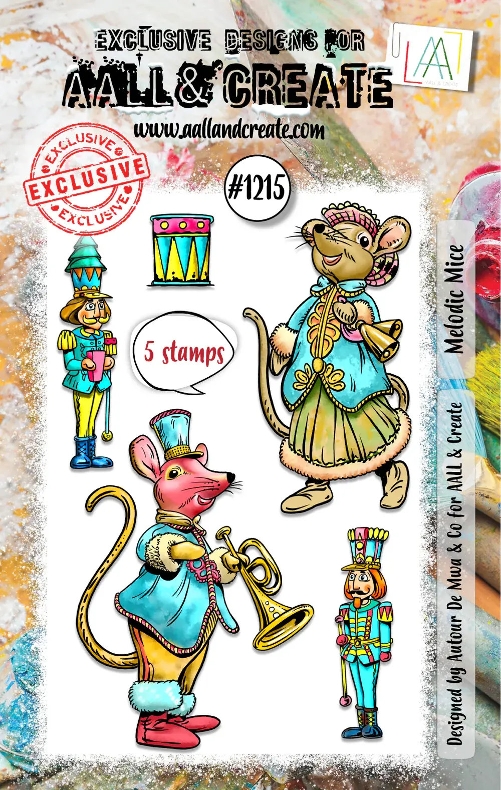AALL & CREATE AALL & CREATE AUTOUR DE MWA #1215 MELODIC MICE A7 CLEAR STAMP