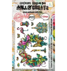 AALL & CREATE AALL & CREATE AUTOUR DE MWA #1222 RIBBONED WREATH DELIGHT A6 CLEAR STAMP SET