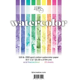 LDRS CREATIVE LDRS CREATIVE COTTON WATERCOLOR PAPER PACK 20 SHEETS/PK