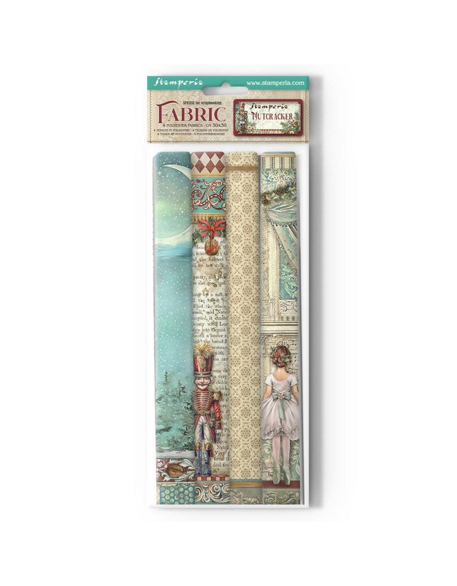 STAMPERIA STAMPERIA THE NUTCRACKER COLLECTION 12x12 POLYESTER FABRIC SHEETS 4/PK