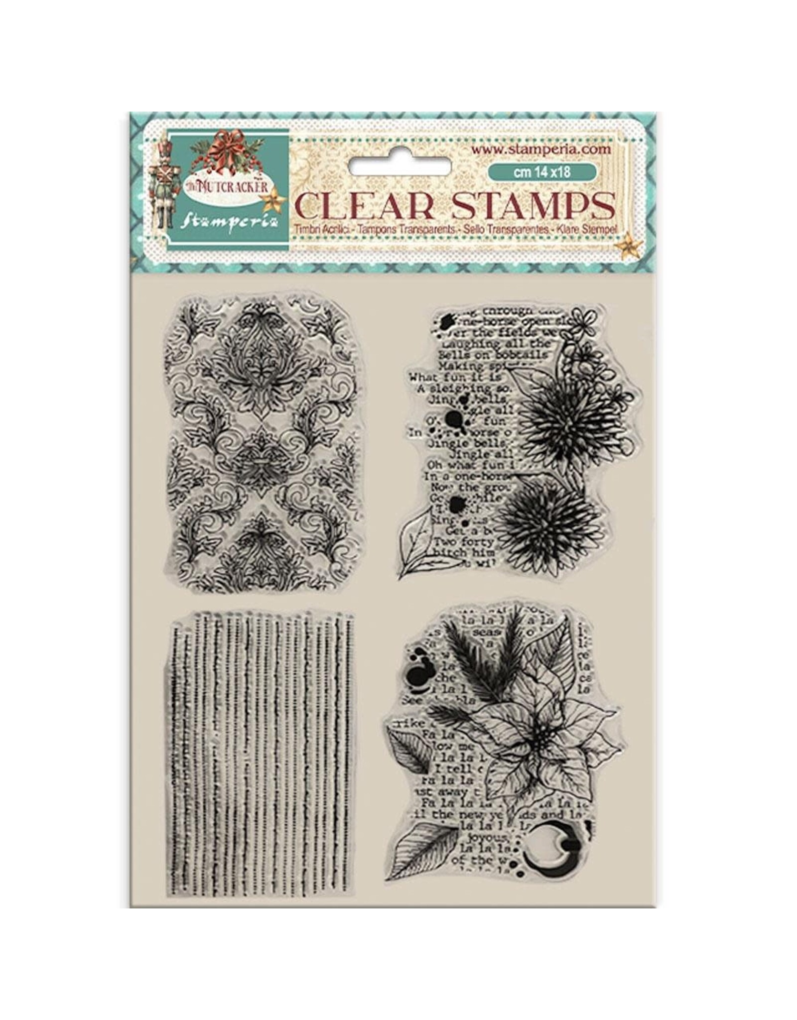 STAMPERIA STAMPERIA THE NUTCRACKER COLLECTION POINSETTIA CLEAR STAMP SET