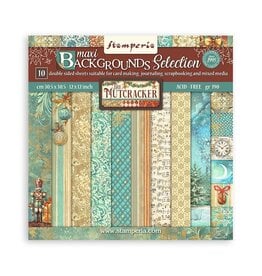 STAMPERIA STAMPERIA THE NUTCRACKER COLLECTION MAXI BACKGROUNDS SELECTION 12X12 COLLECTION PACK 10 SHEETS