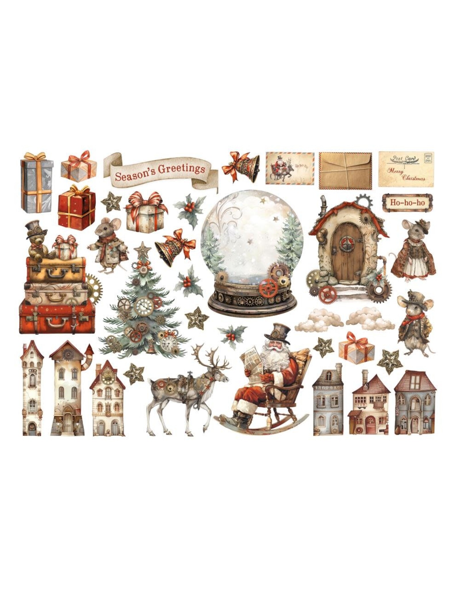 STAMPERIA STAMPERIA GEAR UP FOR CHRISTMAS COLLECTION EPHEMERA ADHESIVE PAPER CUT OUTS