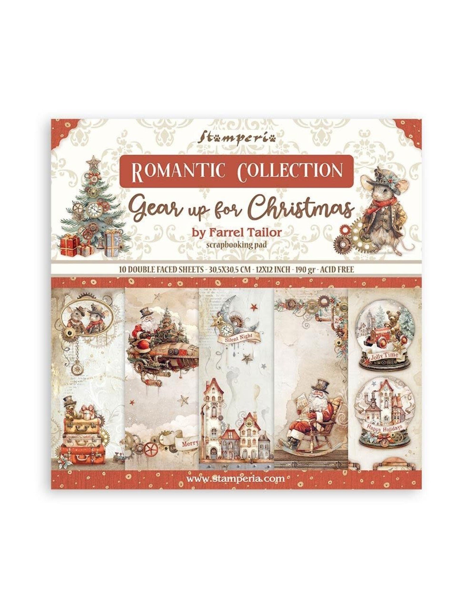 STAMPERIA STAMPERIA GEAR UP FOR CHRISTMAS COLLECTION 12X12 COLLECTION PACK 10 SHEETS