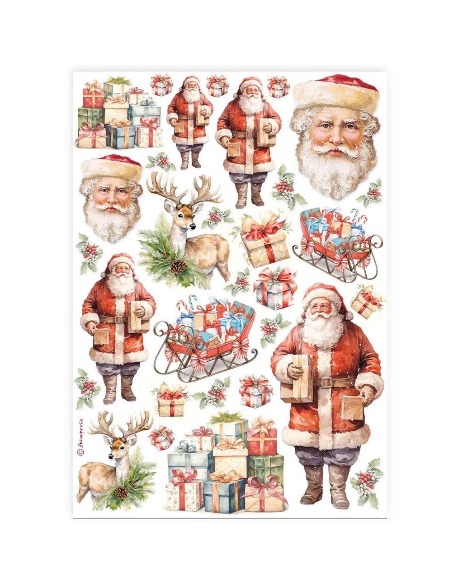 STAMPERIA STAMPERIA CLASSIC CHRISTMAS COLLECTION ASSORTED A4 RICE PAPER 6/PK