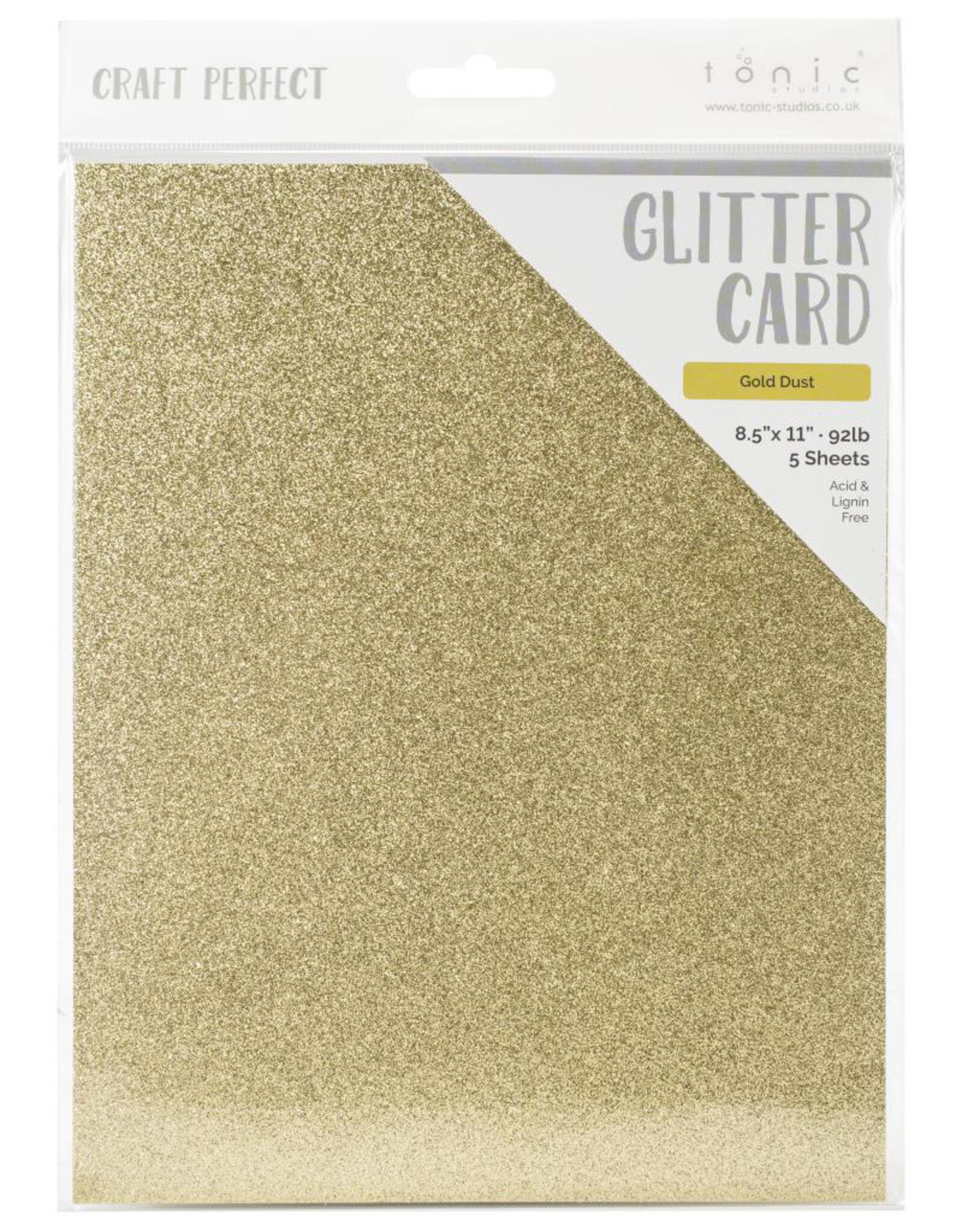 TONIC TONIC STUDIOS GLITTER CARD GOLD DUST 8.5X11 5PK