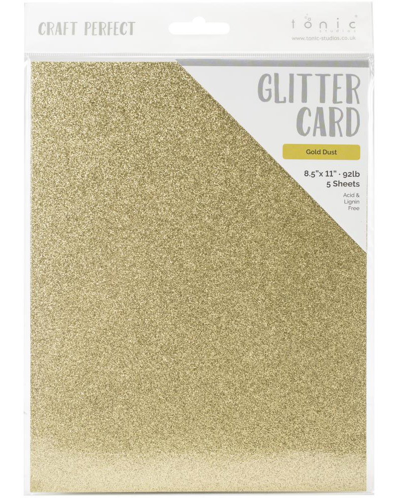 TONIC TONIC STUDIOS GLITTER CARD GOLD DUST 8.5X11 5PK