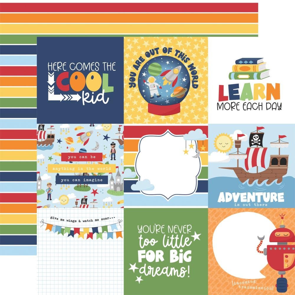 ECHO PARK PAPER ECHO PARK MY LITTLE BOY 4x4 JOURNALING CARDS 12X12 CARDSTOCK