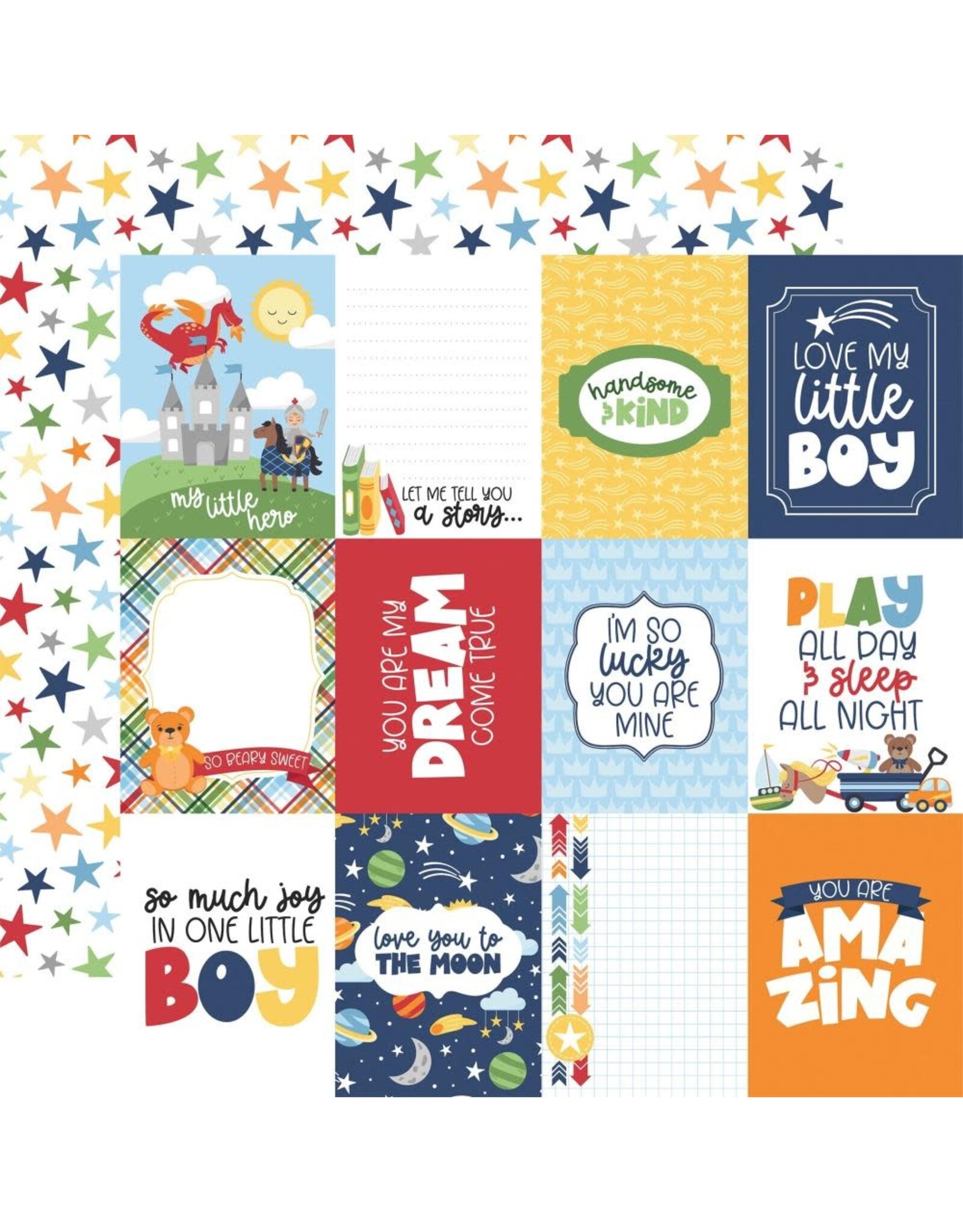 ECHO PARK PAPER ECHO PARK MY LITTLE BOY 3x4 JOURNALING CARDS 12X12 CARDSTOCK