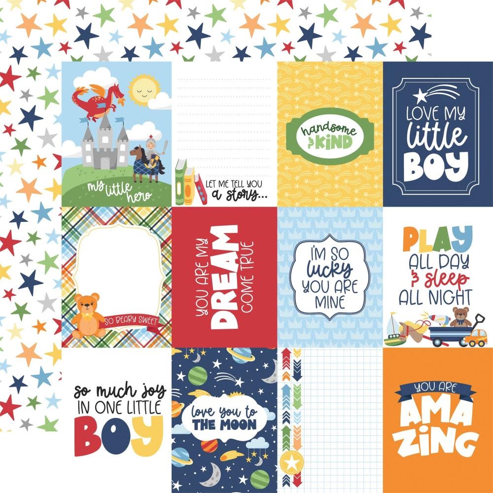 ECHO PARK PAPER ECHO PARK MY LITTLE BOY 3x4 JOURNALING CARDS 12X12 CARDSTOCK