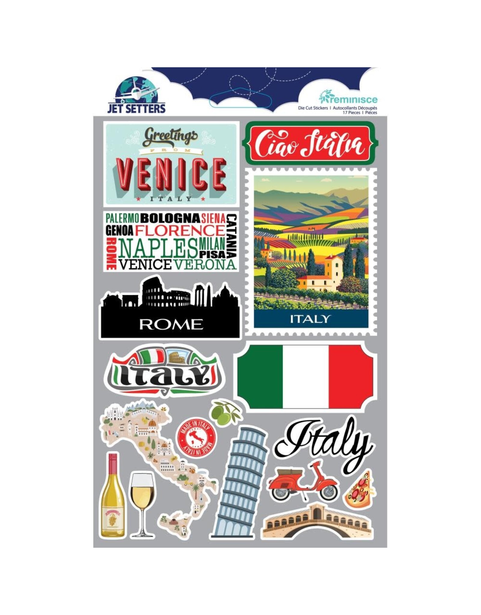 REMINISCE REMINISCE JET SETTERS ITALY 3.0 DIMENSIONAL STICKERS