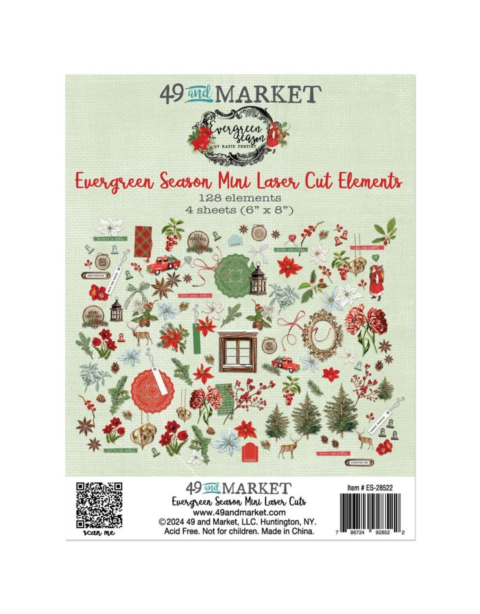 49 AND MARKET 49 AND MARKET EVERGREEN SEASON MINI 6x8 LASER CUT ELEMENTS  128/PK