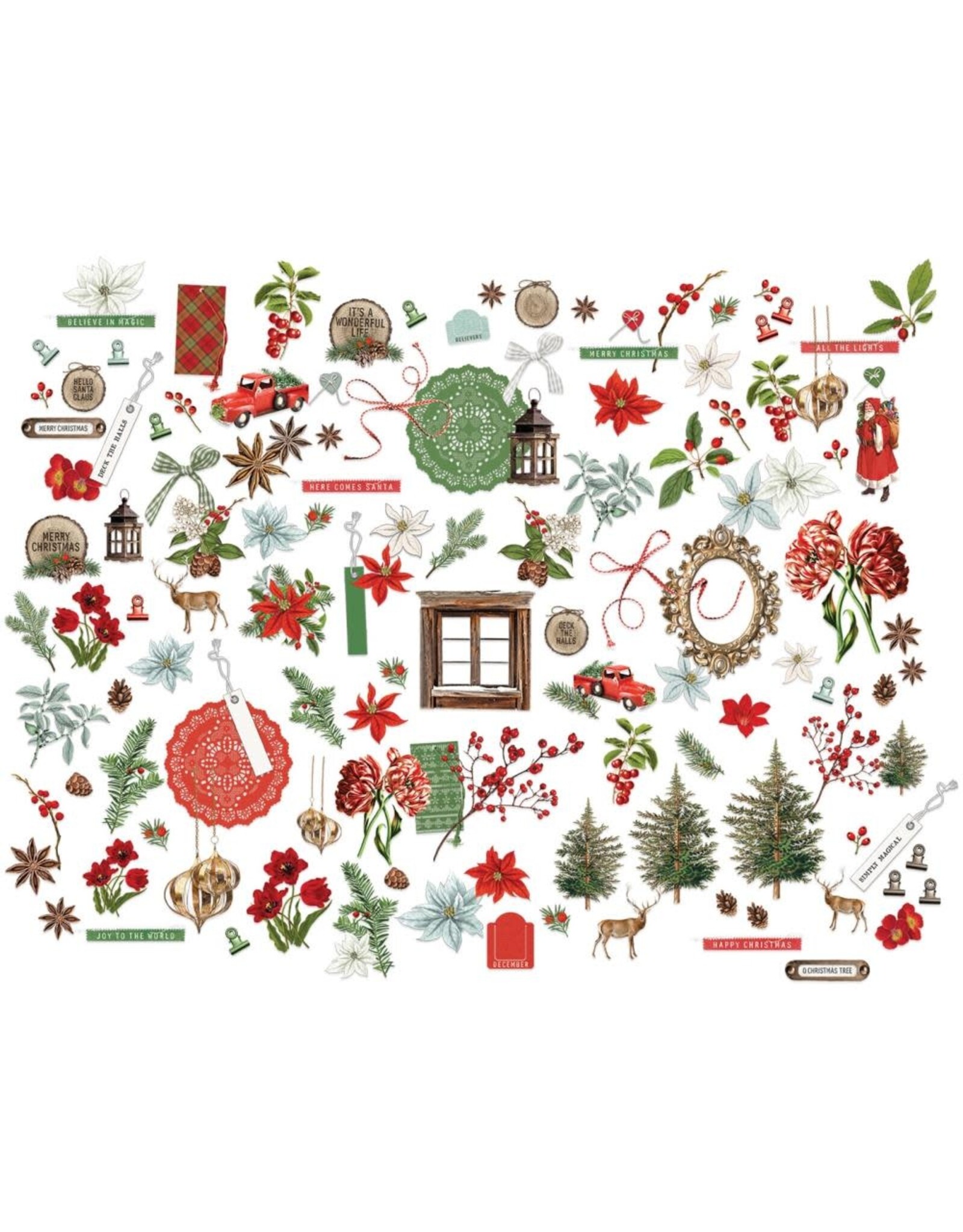 49 AND MARKET 49 AND MARKET EVERGREEN SEASON MINI 6x8 LASER CUT ELEMENTS  128/PK