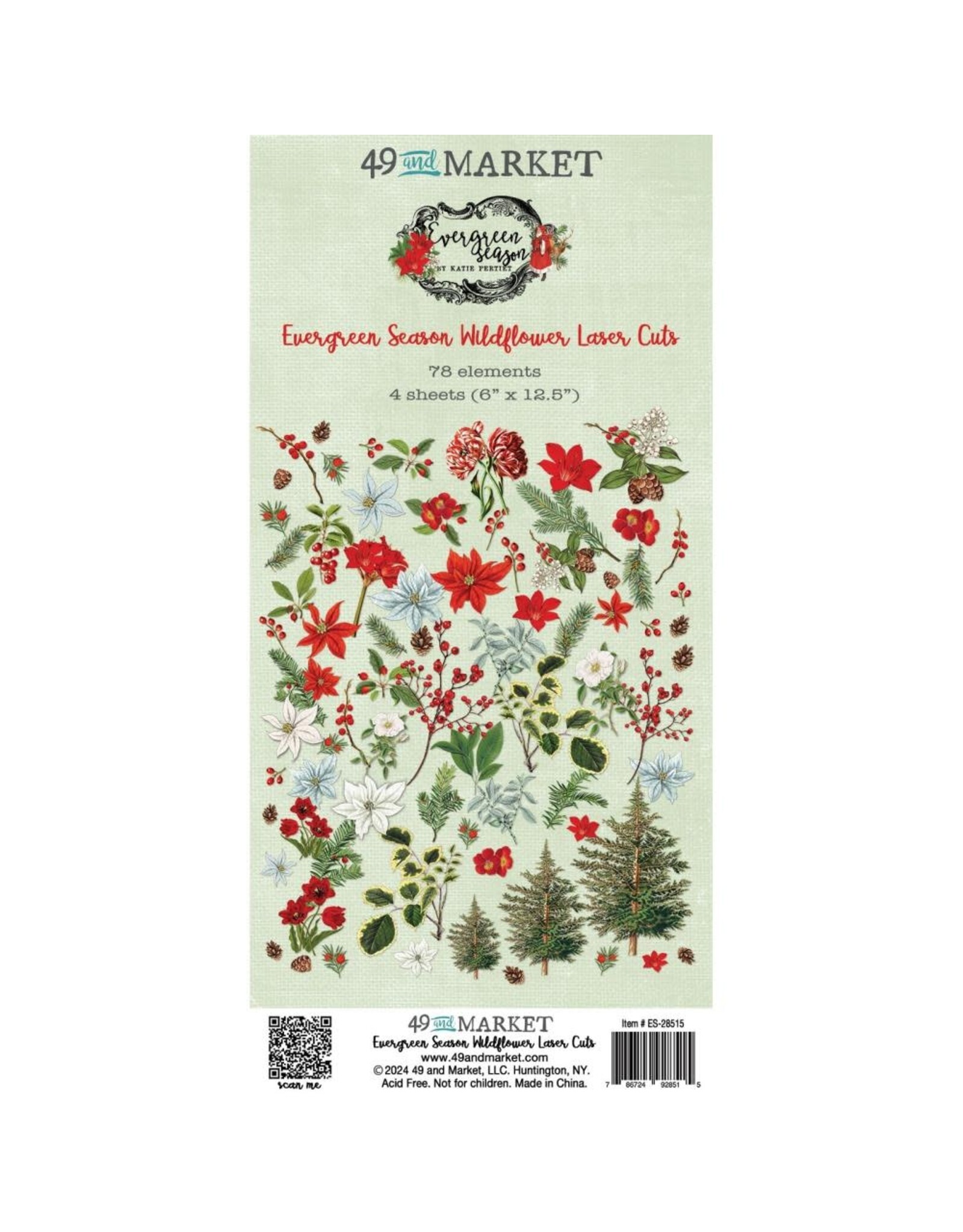 49 AND MARKET 49 AND MARKET EVERGREEN SEASON 6x12 LASER CUT WILDFLOWERS 78/PK