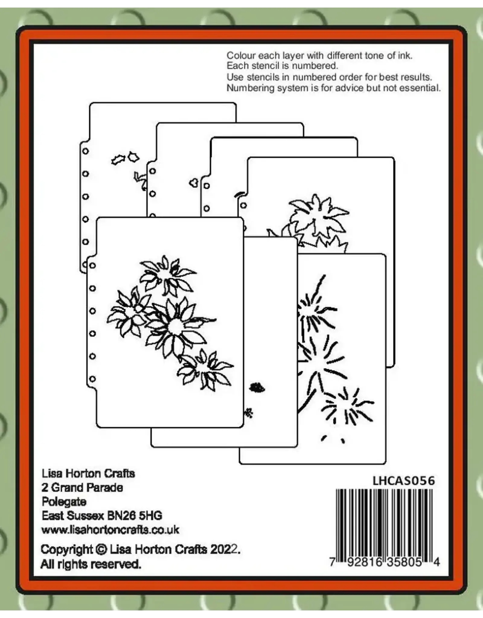 LISA HORTON CRAFTS LISA HORTON CRAFTS POINSETTIA & HOLLY 5x7 LAYERING STENCIL SET