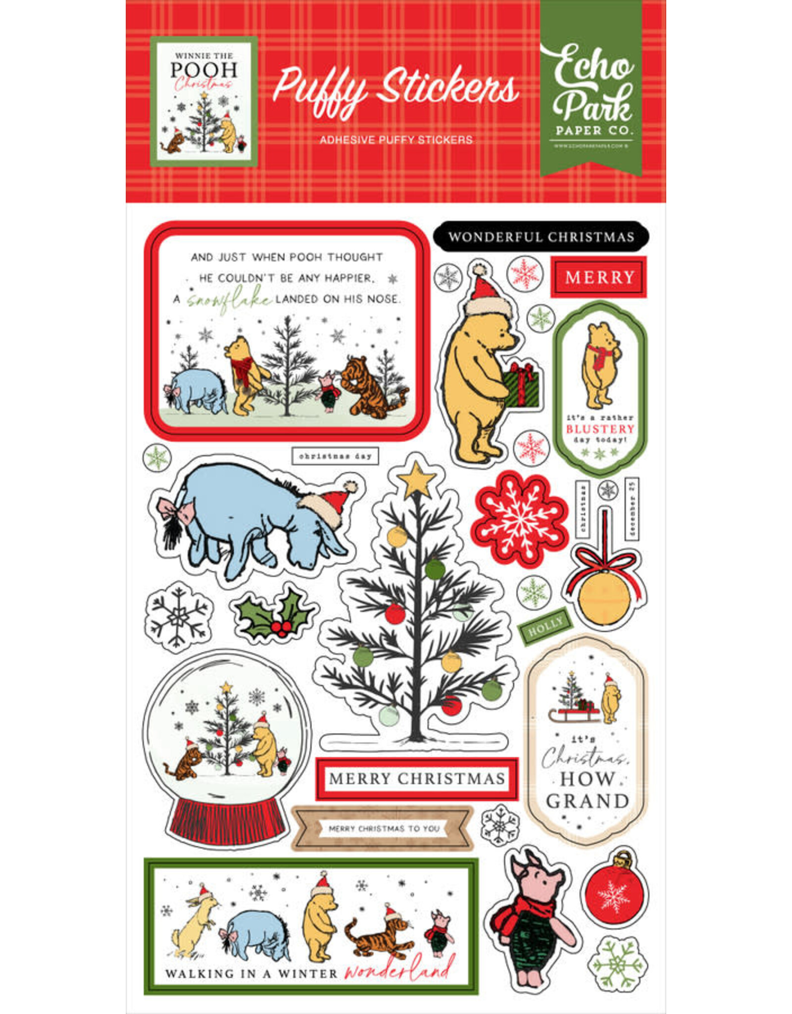 ECHO PARK PAPER ECHO PARK WINNIE THE POOH CHRISTMAS PUFFY STICKERS