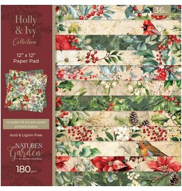 CRAFTERS COMPANION CRAFTERS COMPANION NATURE'S GARDEN HOLLY & IVY 12x12 PAPER PAD 36 SHEETS