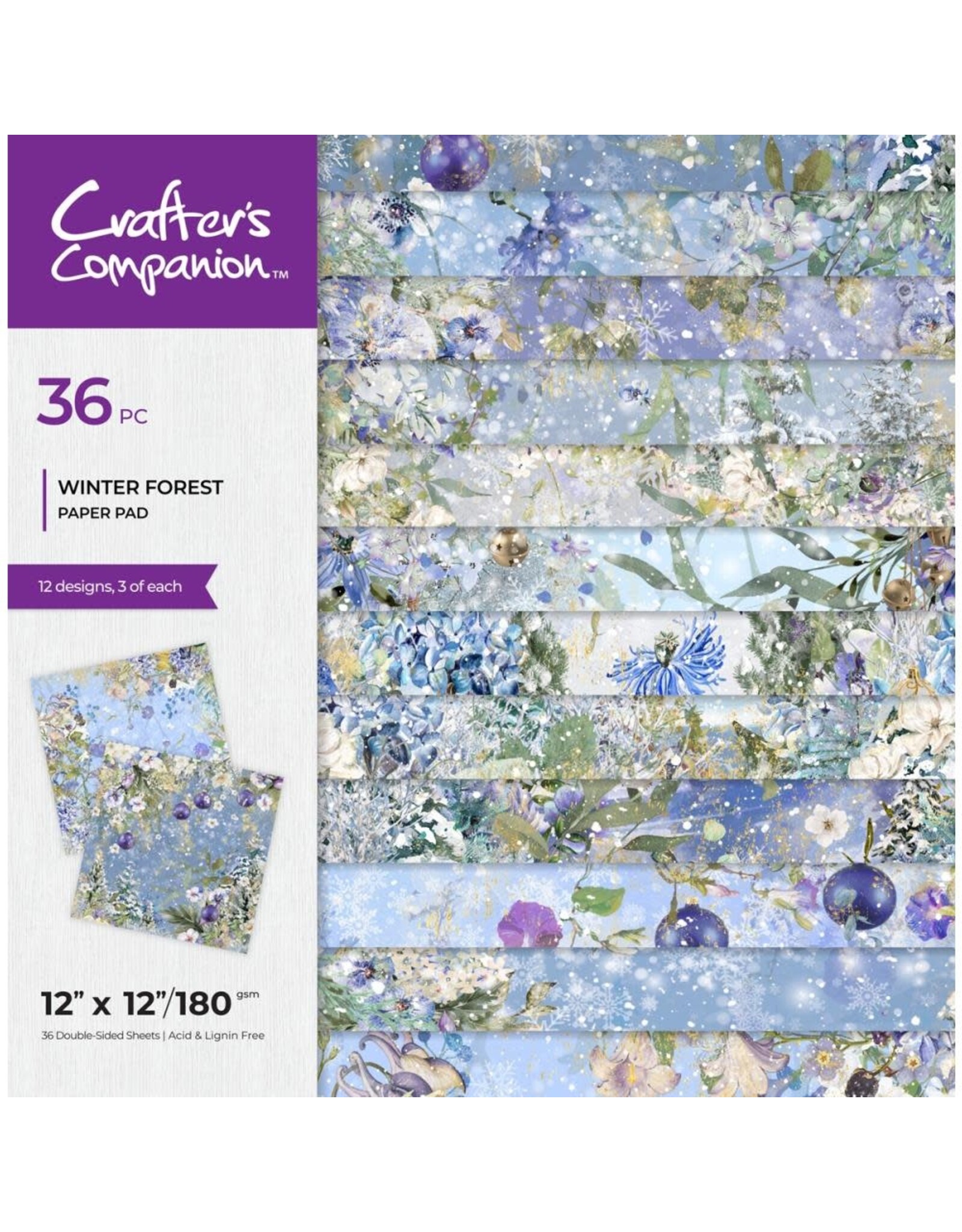 CRAFTERS COMPANION CRAFTERS COMPANION WINTER FOREST 12x12 PAPER PAD 36 SHEETS