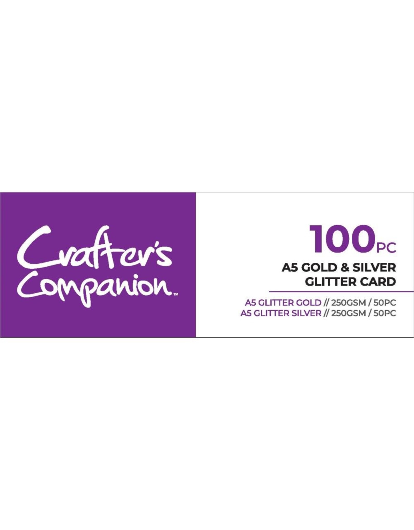 CRAFTERS COMPANION CRAFTERS COMPANION GOLD AND SILVER A5 GLITTER CARD PACK