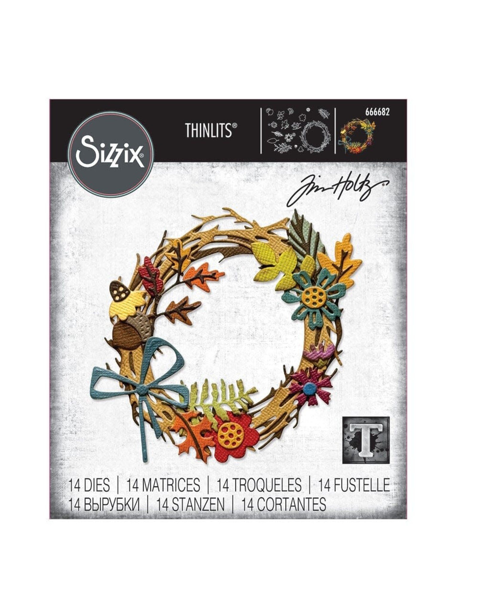 SIZZIX SIZZIX TIM HOLTZ THINLITS VAULT FOLIAGE WREATH DIE SET