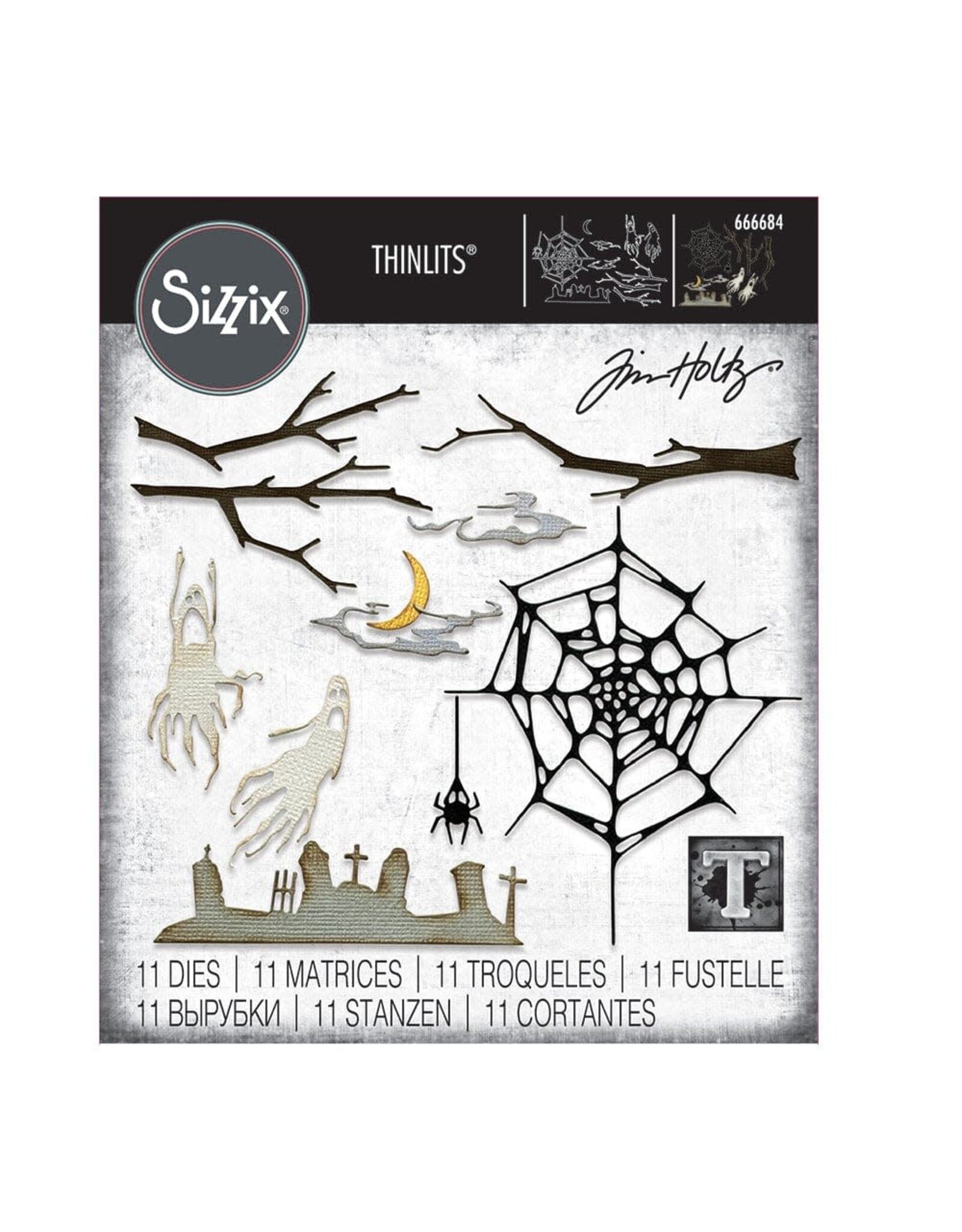 SIZZIX SIZZIX TIM HOLTZ THINLITS VAULT FRIGHT NIGHT DIE SET