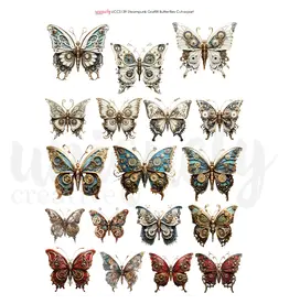 UNIQUELY CREATIVE UNIQUELY CREATIVE STEAMPUNK GRAFFITI BUTTERFLIES CUT-A-PARTS