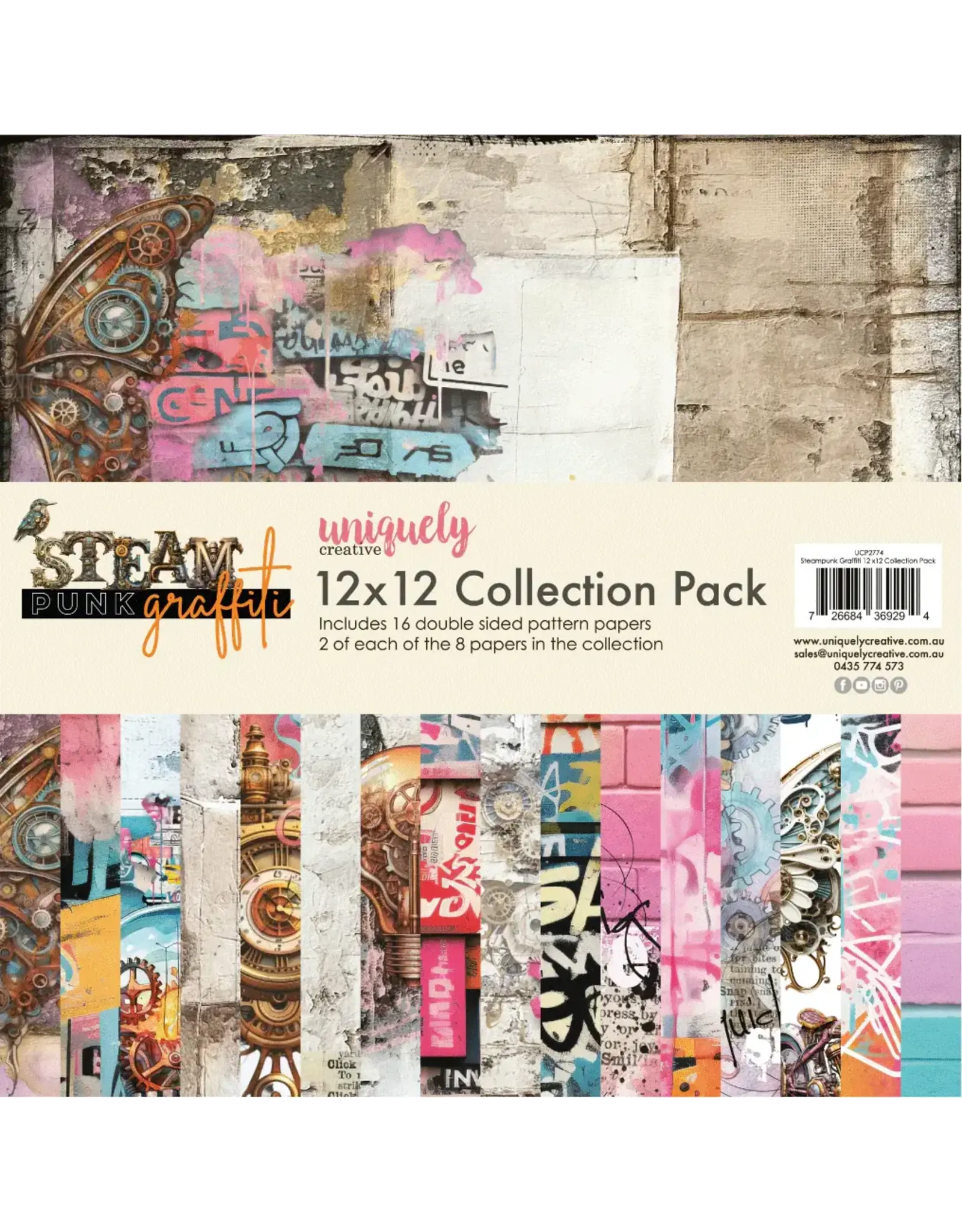 UNIQUELY CREATIVE UNIQUELY CREATIVE STEAMPUNK GRAFFITI 12x12 COLLECTION PACK