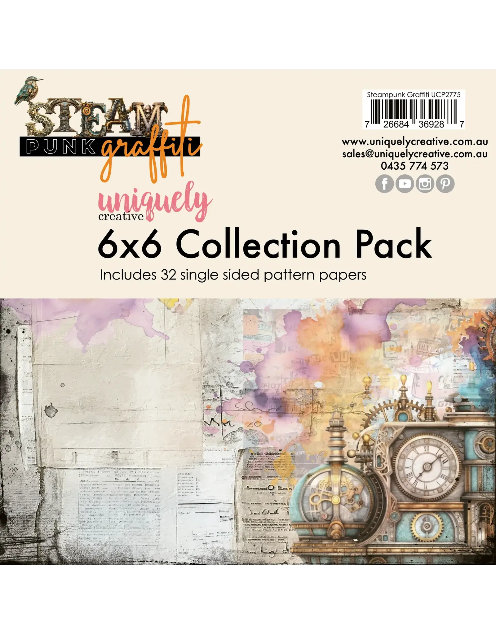 UNIQUELY CREATIVE UNIQUELY CREATIVE STEAMPUNK GRAFFITI 6x6 COLLECTION PACK