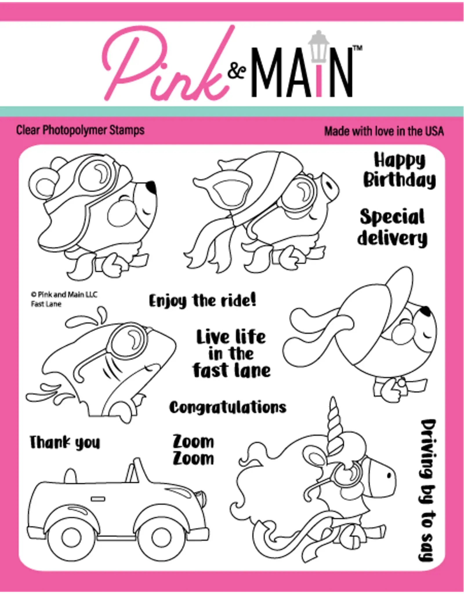 PINK & MAIN PINK & MAIN FAST LANE CLEAR STAMP SET