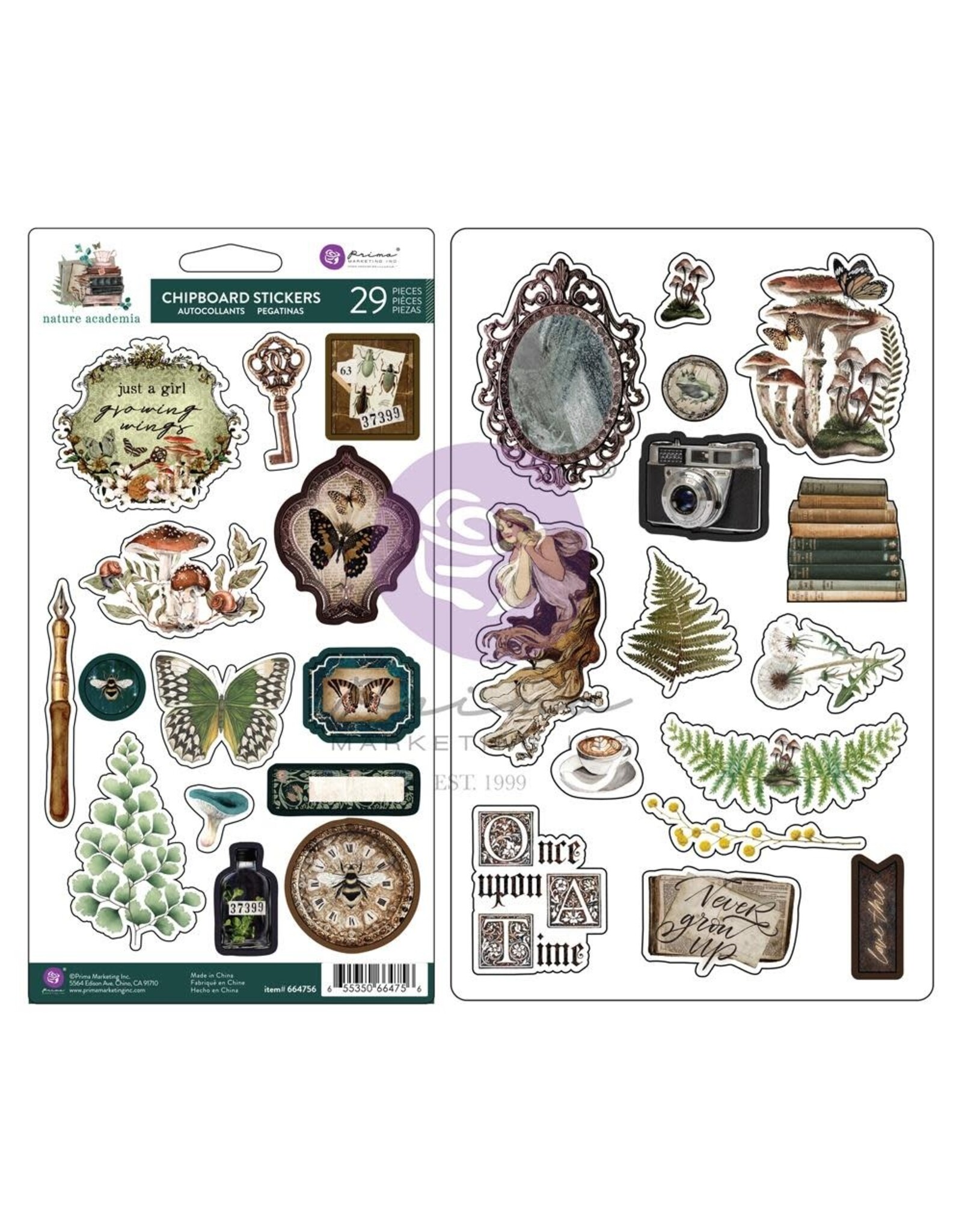 PRIMA PRIMA MARKETING NATURE ACADEMIA CHIPBOARD STICKERS