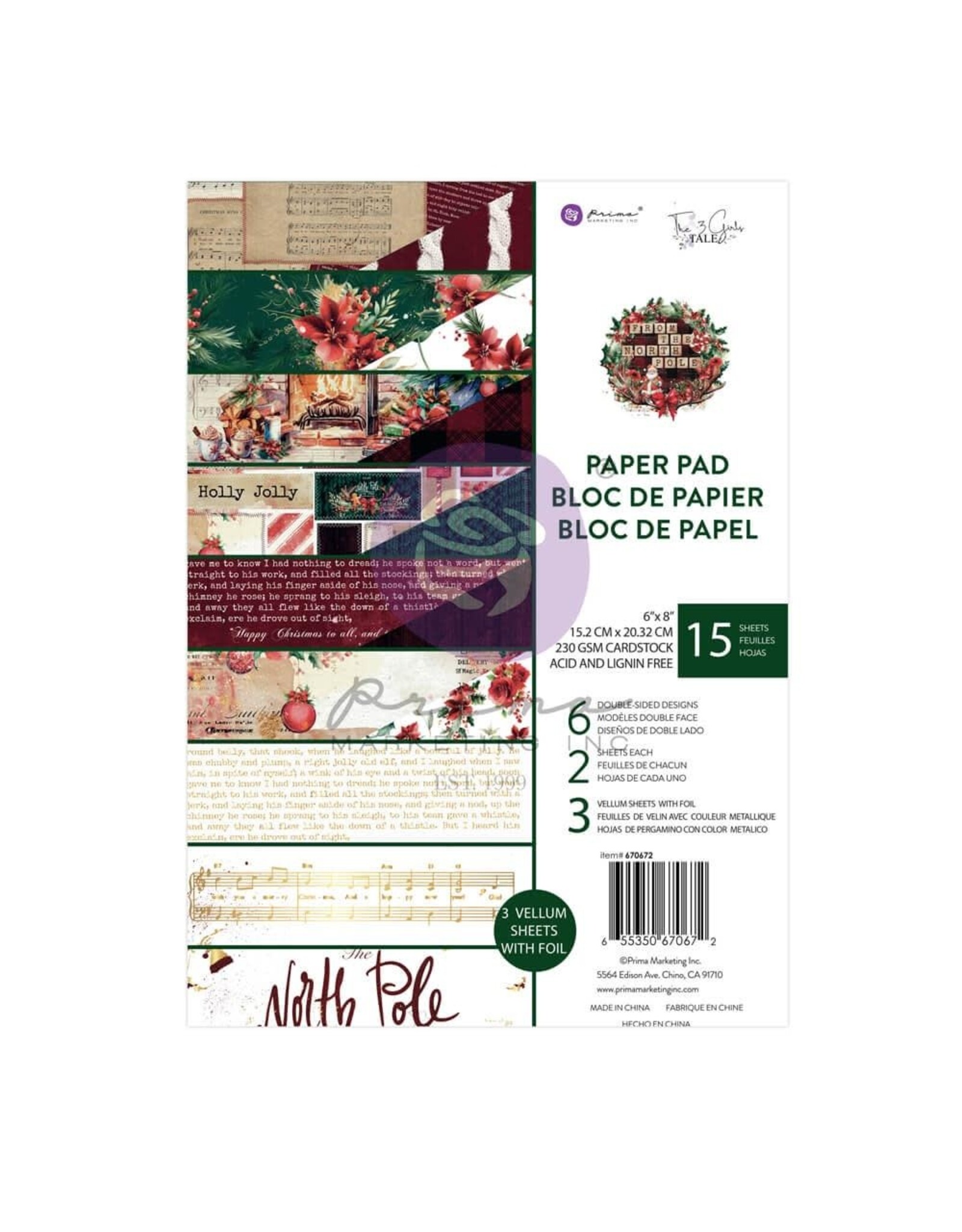 PRIMA PRIMA MARKETING FROM THE NORTH POLE PAPER PAD 6x8 15 SHEETS