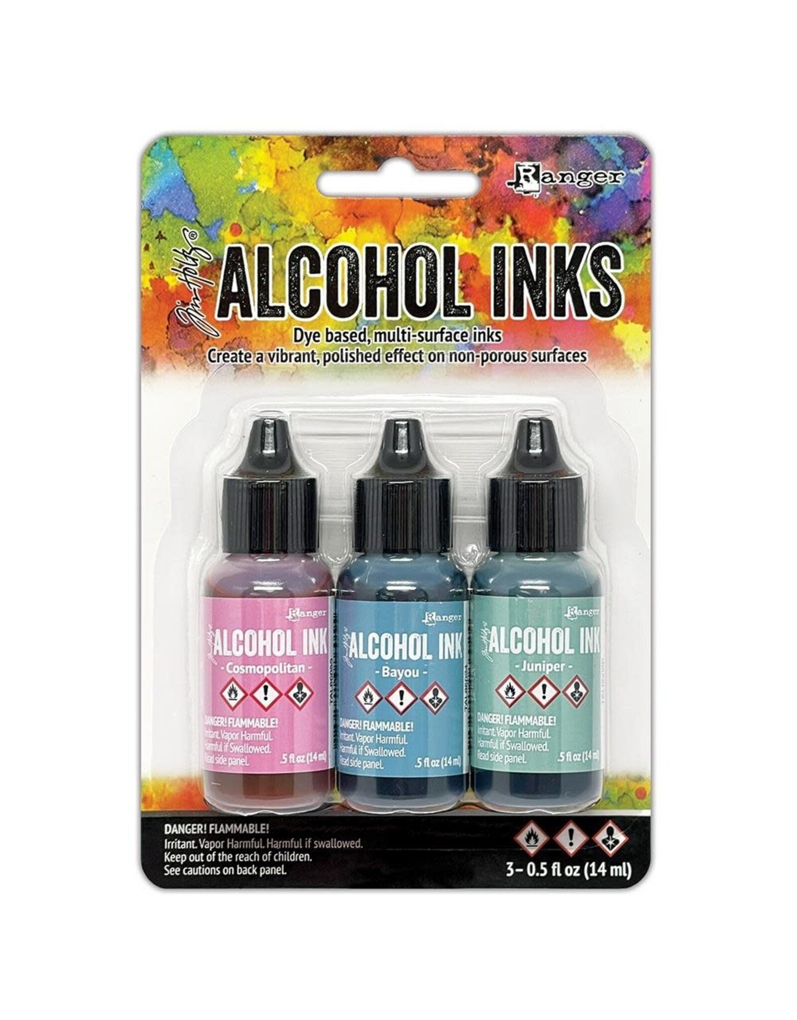 RANGER TIM HOLTZ ALCOHOL INK GETAWAY - COSMOPOLITAN/BAYOU/JUNIPER  0.5OZ