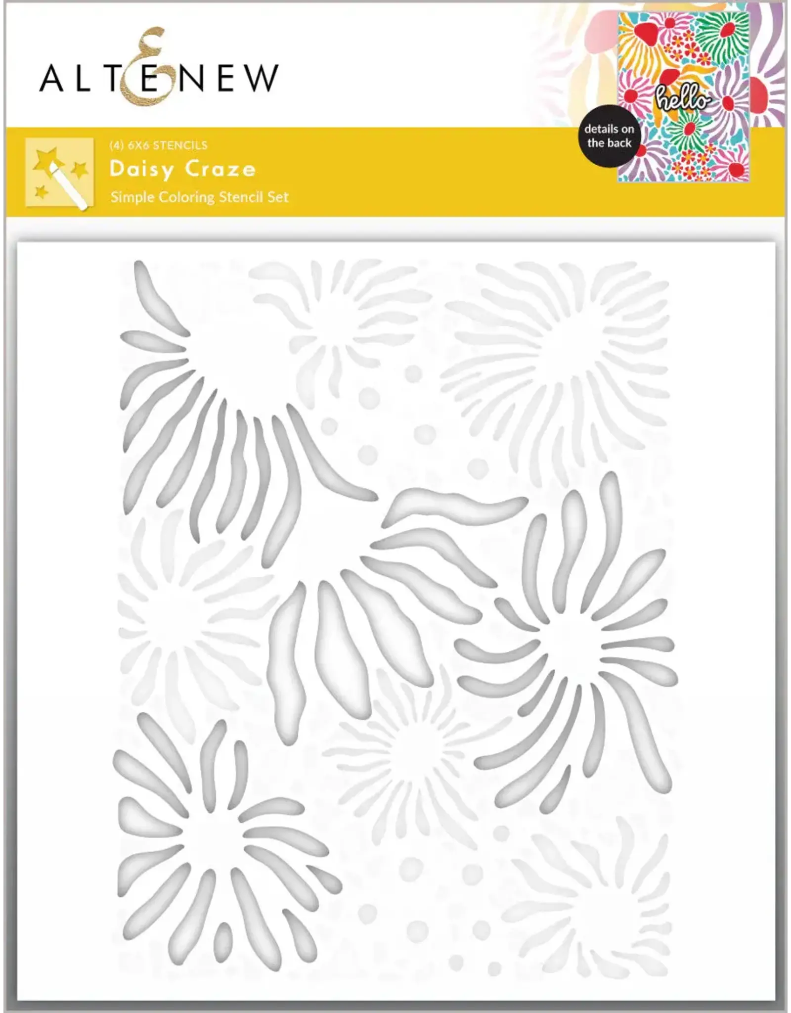 ALTENEW ALTENEW DAISY CRAZE SIMPLE COLORING 6x6 STENCIL SET 4/PK