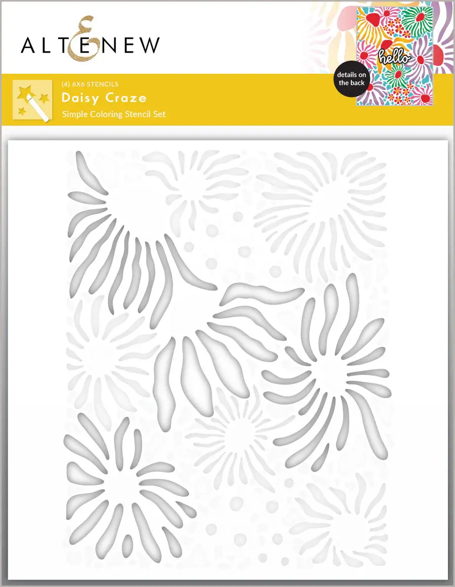ALTENEW ALTENEW DAISY CRAZE SIMPLE COLORING 6x6 STENCIL SET 4/PK