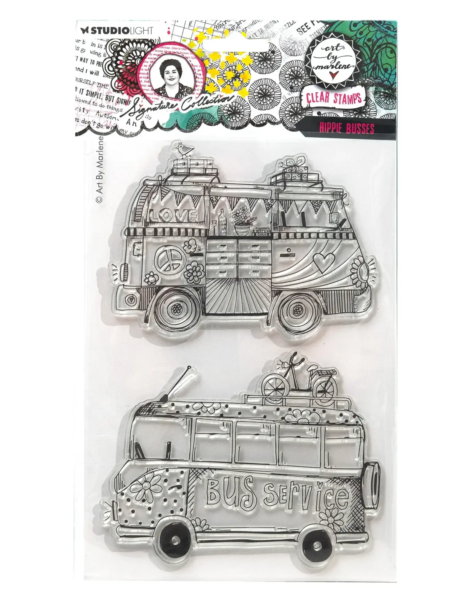 STUDIOLIGHT STUDIOLIGHT ART BY MARLENE SIGNATURE COLLECTION HIPPIE BUSSES CLEAR STAMP SET